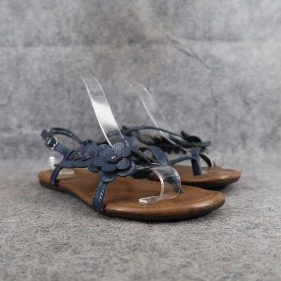 Madeline Stuart Shoes Womens 6 Sandals Fashion Flat Slingback Flower Stud Buckle - Picture 1 of 14